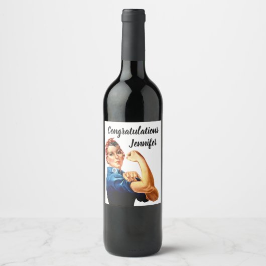 Rosie de Riveter personaliseren Wijn Etiket (Voorkant)