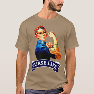 Rosie de Riveter Retro Nurse Life RN Gif T-shirt