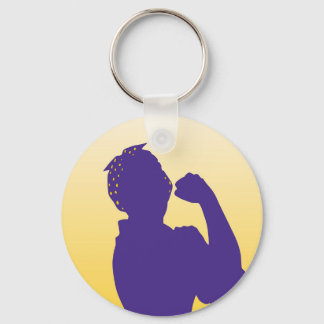 Rosie de Riveter silhouette - gouden en paarse sle Sleutelhanger