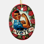 Rosie de Riveter Stem Keramisch Ornament (Achterkant)