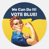 Rosie de Riveter | Stemming blauw | Ronde Sticker (Voorkant)