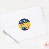 Rosie de Riveter | Stemming blauw | Ronde Sticker (Envelop)