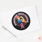 Rosie De riveter sterder dan borstkanker Ronde Sticker (Envelop)
