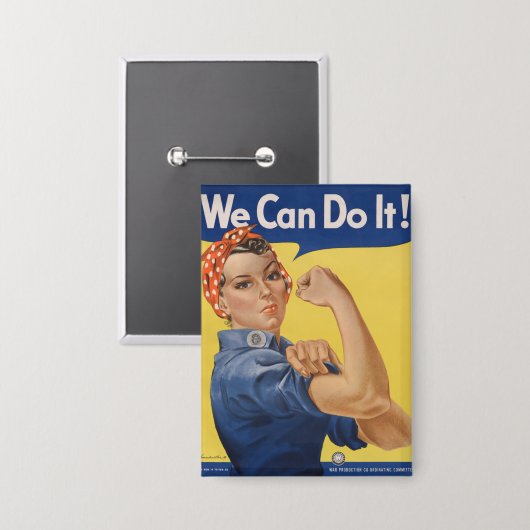 Rosie de Riveter: Sterke vrouwen Vrouw Empowerment Button (Voorkant / Achterkant)