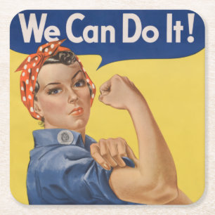 Rosie de Riveter: Sterke vrouwen Vrouw Empowerment Vierkante Kartonnen Onderzetter