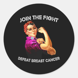 Rosie de Riveter verslaan Borstkanker Awareness D Ronde Sticker