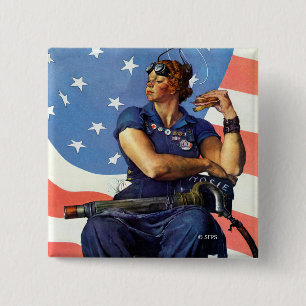 Rosie de Riveter Vierkante Button 5,1 Cm