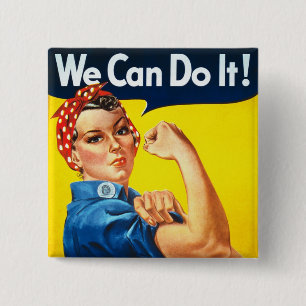 Rosie De Riveter Vierkante Button 5,1 Cm