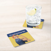 Rosie de Riveter Vierkante Kartonnen Onderzetter (Insitu)