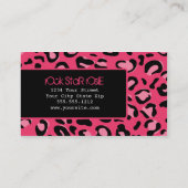 Rosie Hot Pink Punk leopard-Visitekaartje met zwar Visitekaartje (Achterkant)