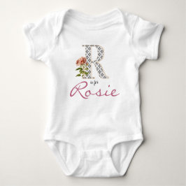 Rosie Name onthult Floral Letter R  ventilator Romper