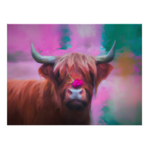 "Rosie of the Highlands" – Hooglandkoe-portret Perfect Poster