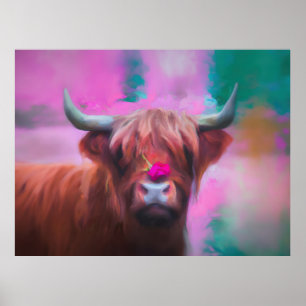"Rosie of the Highlands" – Hooglandkoe-portret Poster