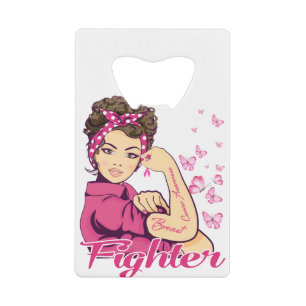 Rosie Riveter Breast Cancer Awareness Kredietkaart Flessenopener