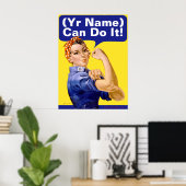 Rosie Riveter "(_____) kan het doen!" Poster (Thuiskantoor)