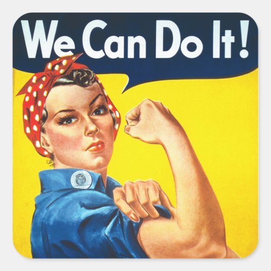 Rosie Riveter  Propaganda Vierkante Sticker (Voorkant)