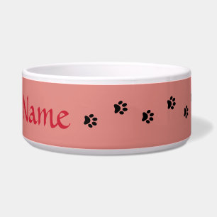 Rosie Roze Poot Print Gepersonaliseerde Pet Bowl Voerbakje