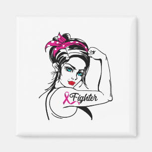 Rosie The Riveter Breast Cancer Awareness Magneet