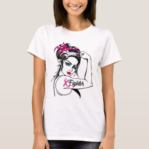 Rosie The Riveter Breast Cancer Awareness T-shirt