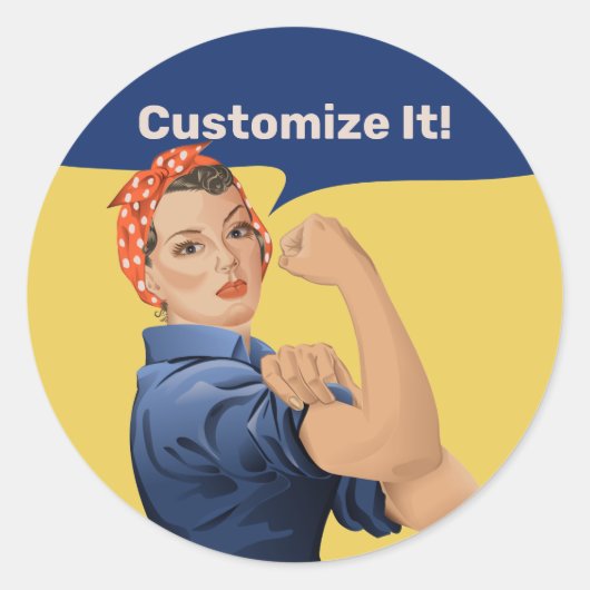Rosie the Riveter Classic Round Sticker (Voorkant)