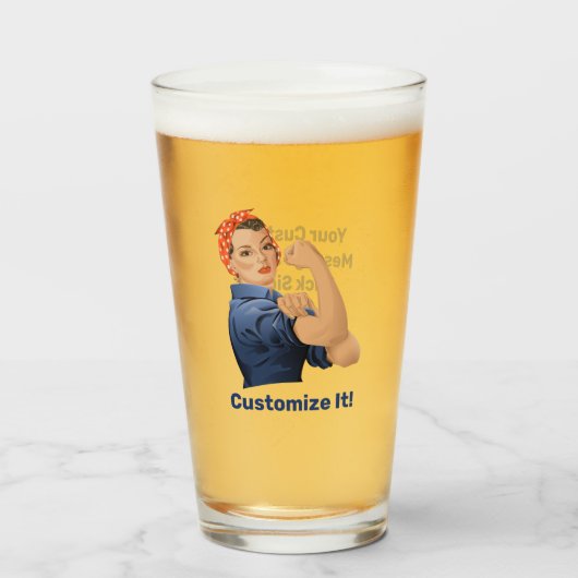 Rosie the Riveter Glass Glas (Voorkant gevuld)