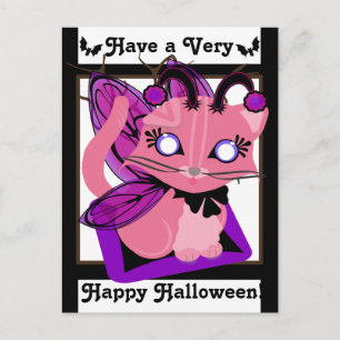 Rosie Toon Kitty Fairy Kitten B&W Edges Carte post