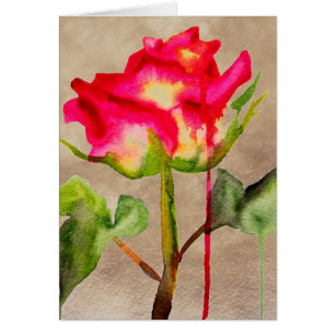 Rosier thé hybride aquarelle art floral moderne