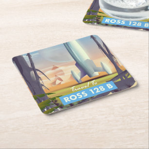 Ross 128 B Science fiction poster Vierkante Kartonnen Onderzetter