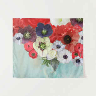 ROSSEN, ANEMONENSTROMEN, BLAUWGROEN AQUA BLAUW WANDKLEED