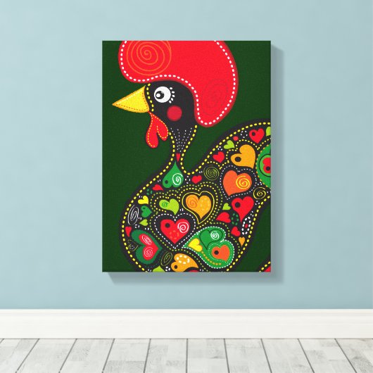 Roster van Barcelos Nr02 - Galo de Barcelos Canvas Afdruk (Insitu (Houten vloer))