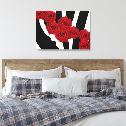 ROSTERS OP ZWARTE EN WITTE ZEBRA CANVAS AFDRUK (Insitu (Slaapkamer))