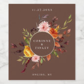 Rostet herfst bloem kader wijnlabel wijn etiket (Enkel label)