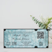 Rostre antieke bioscoopkaartje met RSVP QR-code Kaart (Staand voorkant)