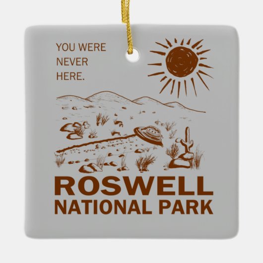 Roswell National Park UFO Flying Saucer Aliens T-S Keramisch Ornament (Voorkant)