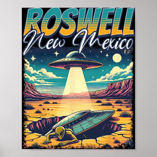 Roswell New Mexico 1947 Alien Abduction Ufo Crash Poster (Voorkant)