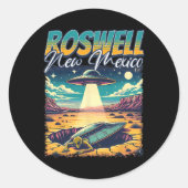 Roswell New Mexico 1947 Alien Abduction Ufo Crash Ronde Sticker (Voorkant)