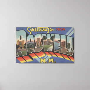 Roswell, New Mexico - Large Letter Scenes Canvas Afdruk