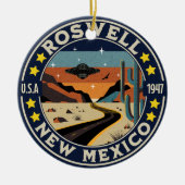 Roswell New Mexico Retro UFO Terrain Keramisch Ornament (Voorkant)