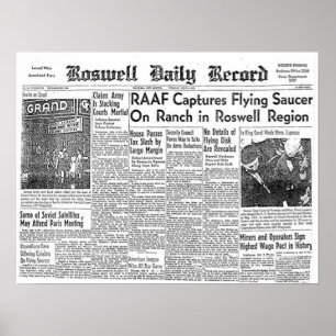 Roswell UFO Incident Newspapier clipping Poster