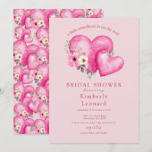 Rosy Blooms Baby shower amoureux Invitation (Devant / Derrière)