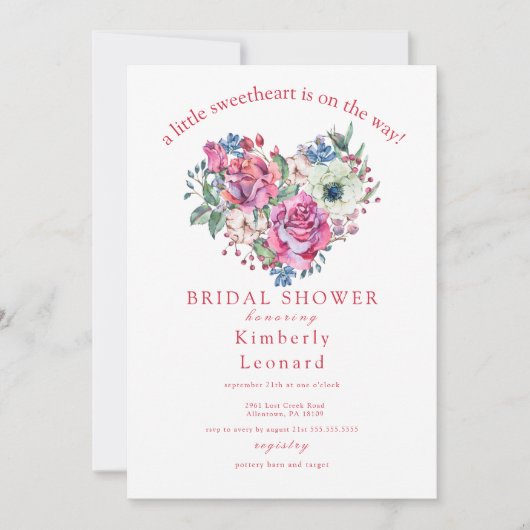 Rosy Blooms Baby shower amoureux Invitation (Devant)