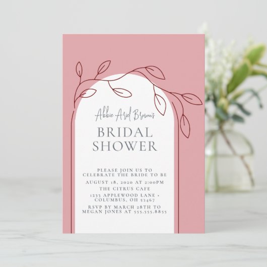 Rosy Blush Script nuptiale douche Invitation (Debout devant)