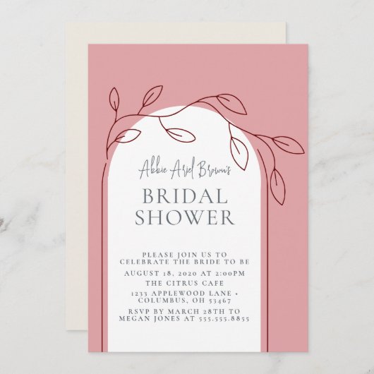 Rosy Blush Script nuptiale douche Invitation (Devant / Derrière)