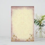  Rosy Brown Floral Wedding Briefpapier (Staand voorkant)