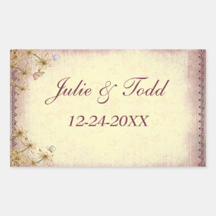 Rosy Brown Floral Wedding Save the Date Rechthoekige Sticker