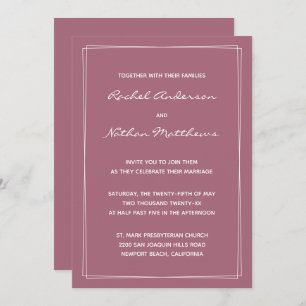 Rosy Brown Mulberry Pink Wedding Invitations