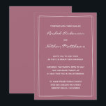 Rosy Brown Mulberry Rose Mariage Invitations<br><div class="desc">Faire-part de mariage contemporaine - CHANGEZ la couleur arrière - plan à n'importe quelle couleur ! Nous montrons beau rose rouget brun rose. Deux bordures rectangle - SUPPRIMEZ-les ou MODIFIEZ la couleur de l'accent rectangles! MODIFIEZ les polices, le texte, la couleur du texte. Utilisez ce modèle pour concevoir vos propres...</div>