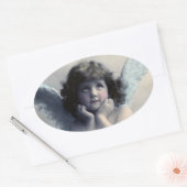 Rosy Cheeked  Angel in Clouds Ovale Sticker (Envelop)