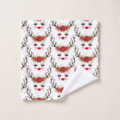 Rosy Cheeks Gold Eyes Floral Reindeer Holiday (Gant de toilette)