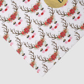 Rosy Cheeks Gold Eyes Floral Reindeer Holiday Tissuepapier (Detail)